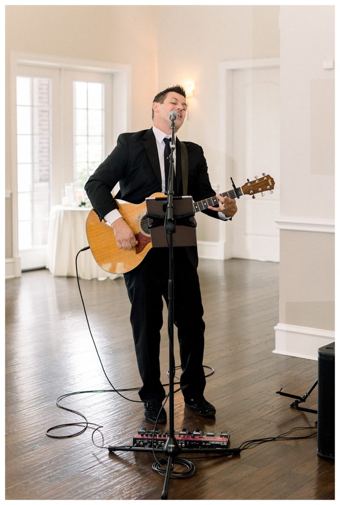 Man with DQB Entertainment singing during wedding at Windsor at Hebron Park in Carrollton Dallas, Texas